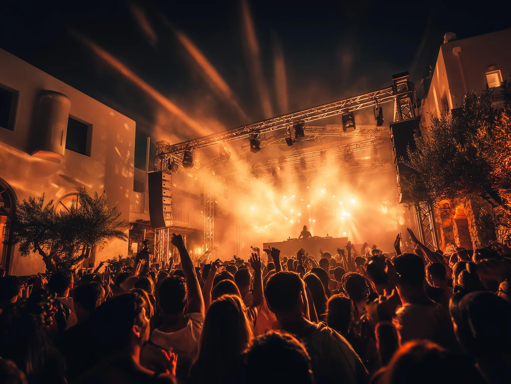 Professional event production with sound and lighting in Mykonos