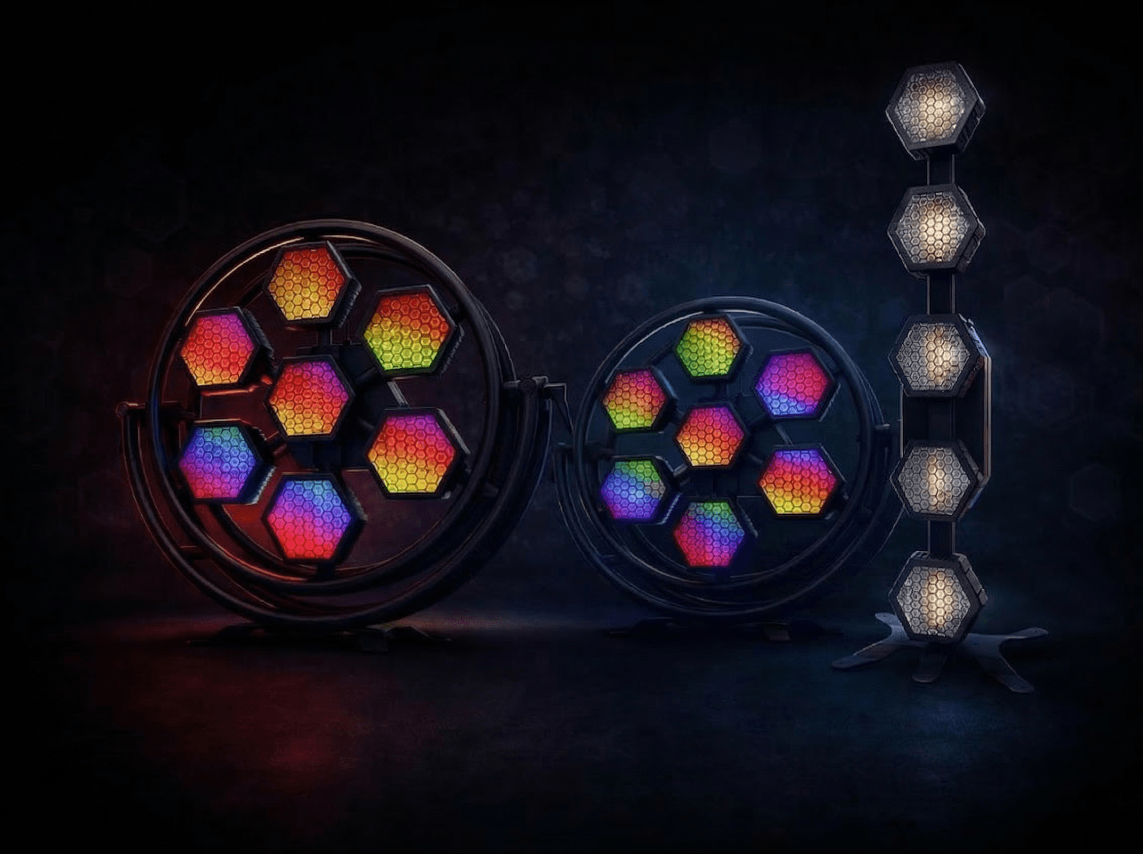 Hexagonal LED event lighting rental in Mykonos